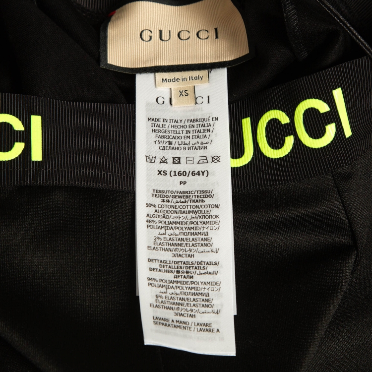 Pre Owned Gucci Black Contrast Print Jersey Leggings XS