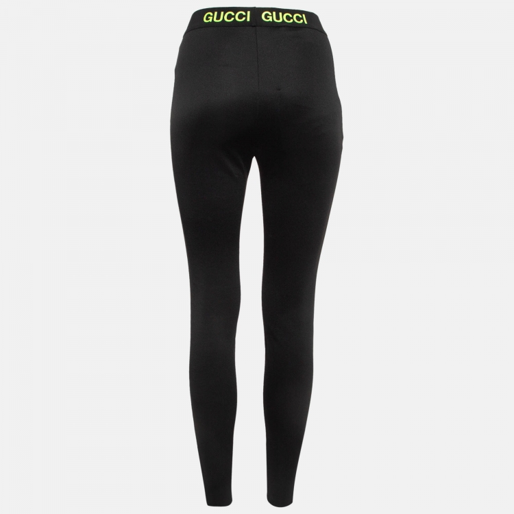 Pre Owned Gucci Black Contrast Print Jersey Leggings XS