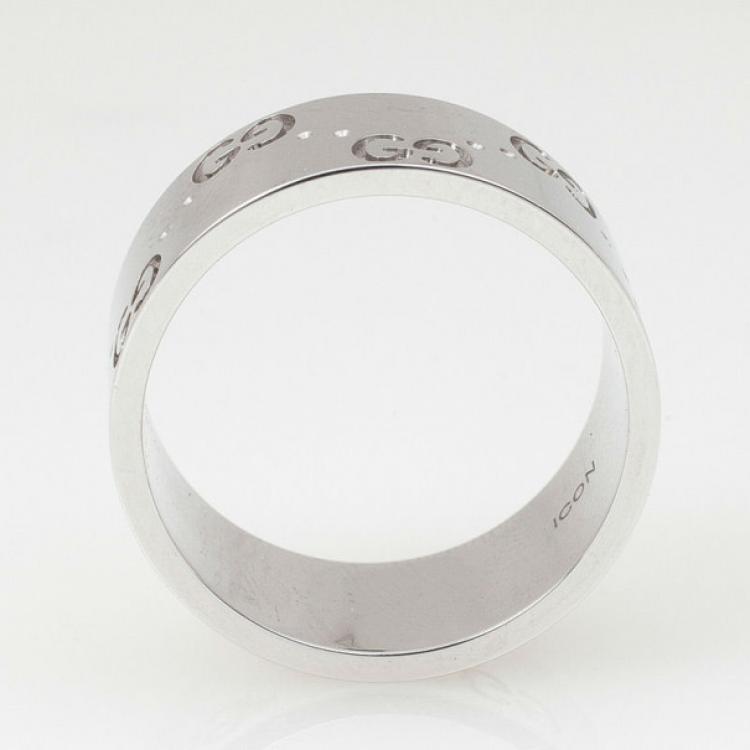 Pre Owned Gucci Icon White Gold Band Ring Size 52