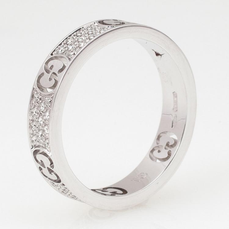 مملوكة مسبقًا Gucci Stardust Diamond White Gold Thin Band Ring Size 53