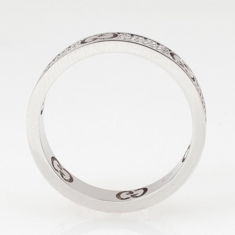 مملوكة مسبقًا Gucci Stardust Diamond White Gold Thin Band Ring Size 53