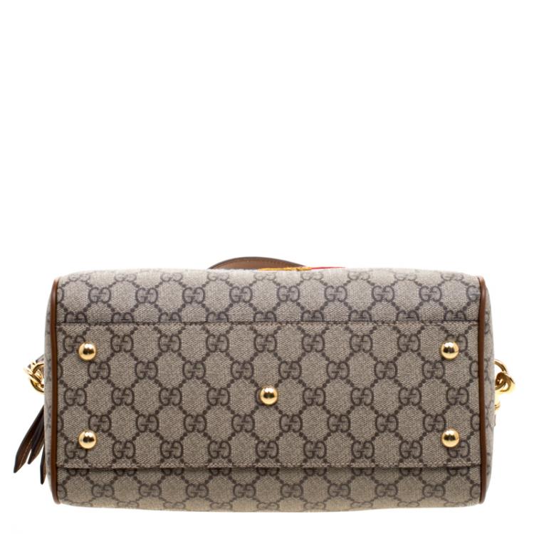 مملوكة مسبقًا Gucci Beige/Brown GG Supreme Canvas Limited Edition Bird Boston Bag