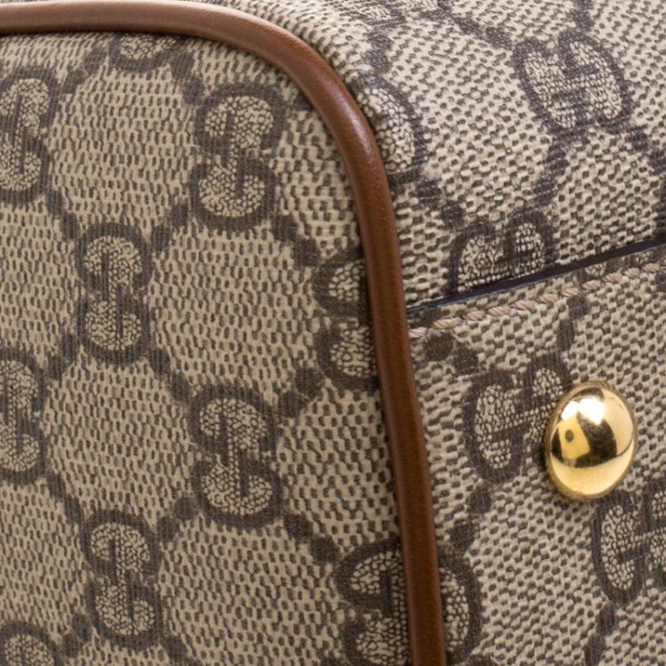 مملوكة مسبقًا Gucci Beige/Brown GG Supreme Canvas Limited Edition Bird Boston Bag