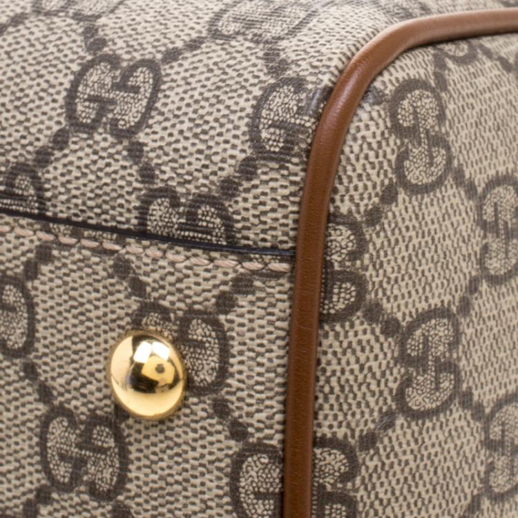 مملوكة مسبقًا Gucci Beige/Brown GG Supreme Canvas Limited Edition Bird Boston Bag