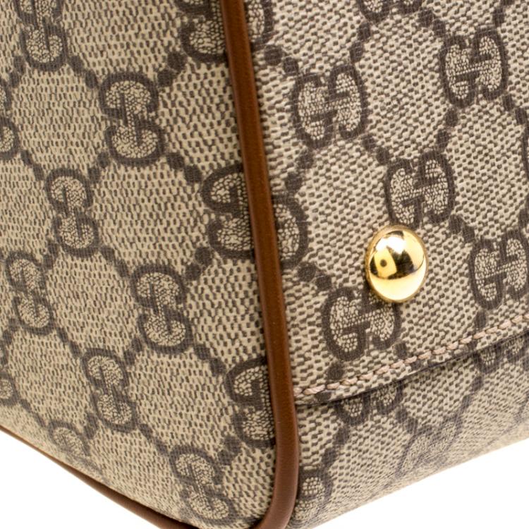 مملوكة مسبقًا Gucci Beige/Brown GG Supreme Canvas Limited Edition Bird Boston Bag