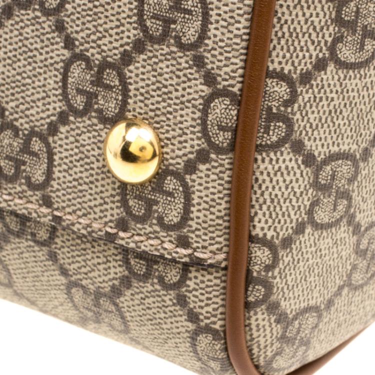 مملوكة مسبقًا Gucci Beige/Brown GG Supreme Canvas Limited Edition Bird Boston Bag
