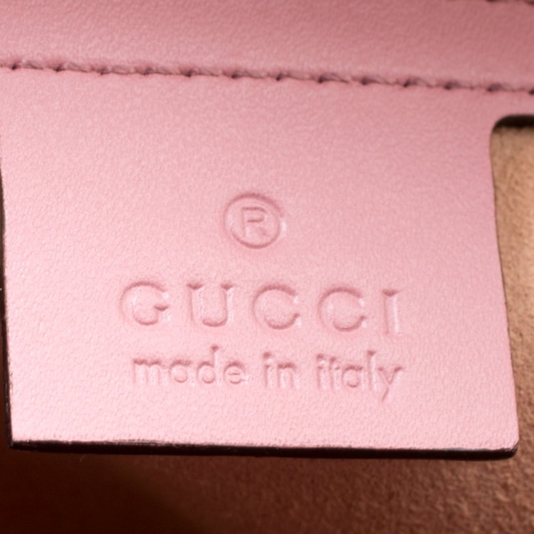 Pre Owned Gucci Pink Guccissima Leather Medium Padlock Top Handle Bag