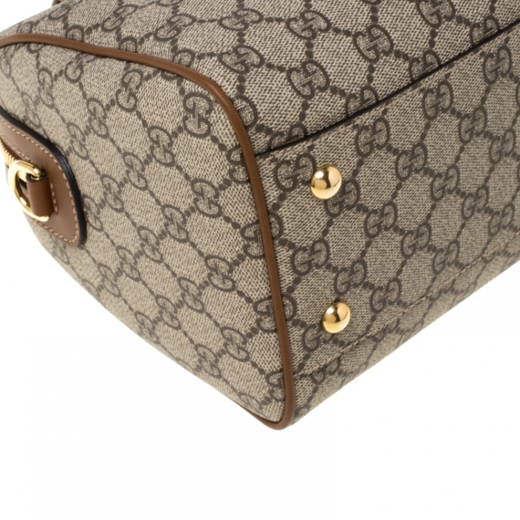 Pre Owned Gucci Beige/Brown GG Supreme Canvas Limited Edition Bird Boston Bag