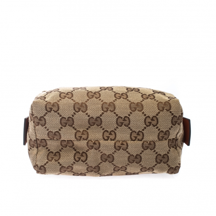 Pre Owned Gucci Beige/Orange GG Canvas Cosmetic Pouch