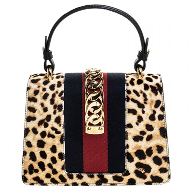 gucci sylvie leopard bag