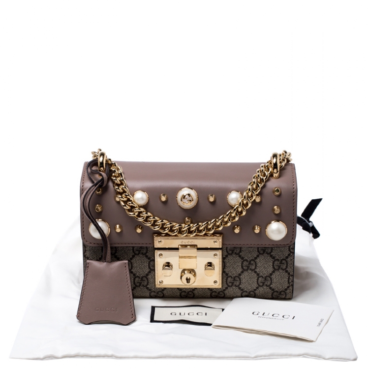 small padlock gg supreme canvas & leather shoulder bag