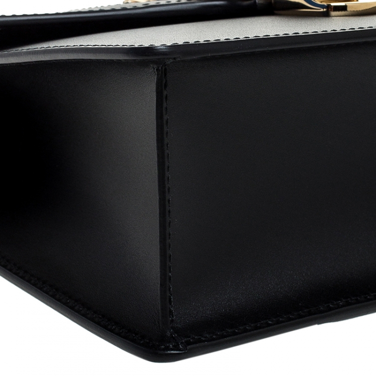 Pre Owned Gucci Black Leather Mini Web Chain Sylvie Top Handle Bag