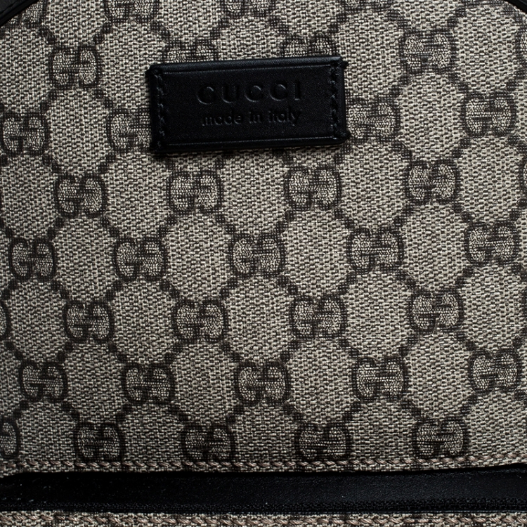 Pre Owned Gucci Beige/Black GG Supreme Canvas and Leather Small Eden Backpack