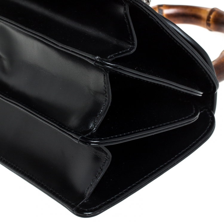 Pre Owned Gucci Black Leather Small Thiara Bamboo Top Handle Bag