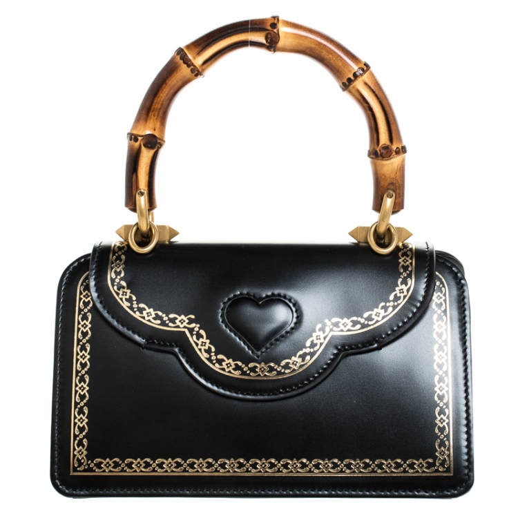 Pre Owned Gucci Black Leather Small Thiara Bamboo Top Handle Bag
