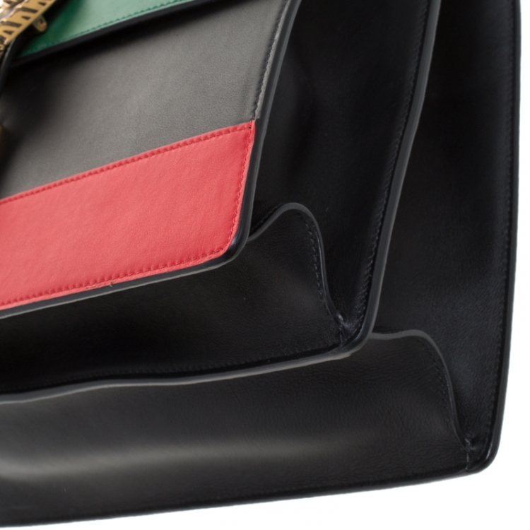 Pre Owned Gucci Tri Color Leather Large Dionysus Bamboo Top Handle Bag