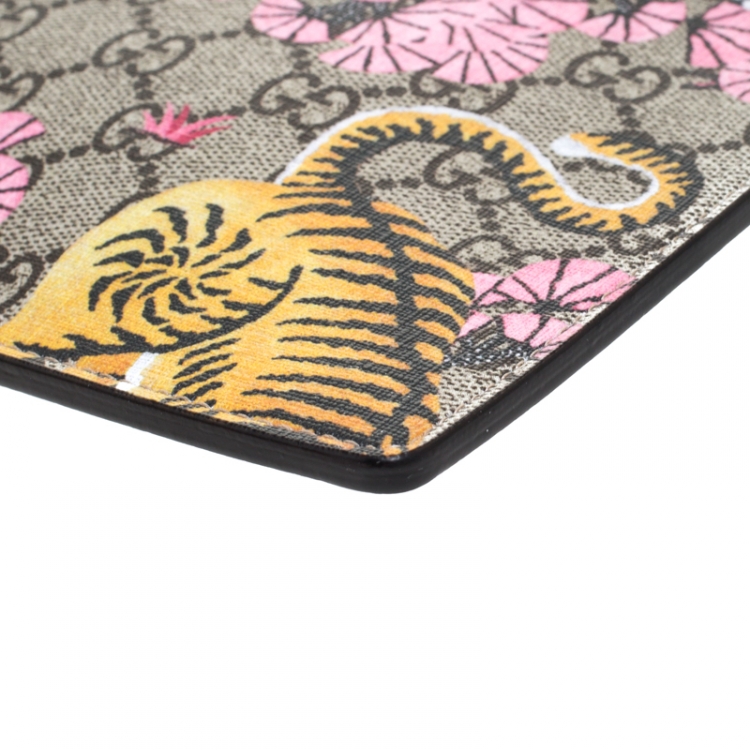 Pre Owned Gucci Multicolor GG Supreme Coated Canvas and Leather Bengal Tiger Zip Pouch 