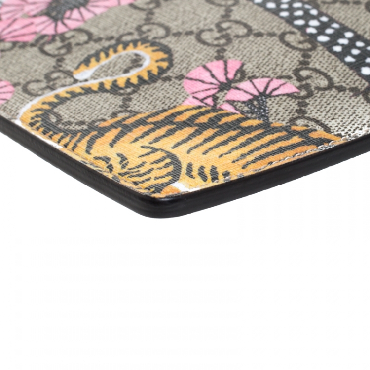 Pre Owned Gucci Multicolor GG Supreme Coated Canvas and Leather Bengal Tiger Zip Pouch 