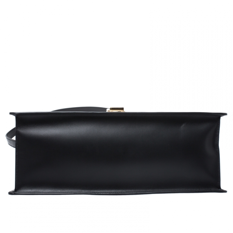Pre Owned Gucci Black Web Chain Leather Sylvie Maxi Top Handle Bag