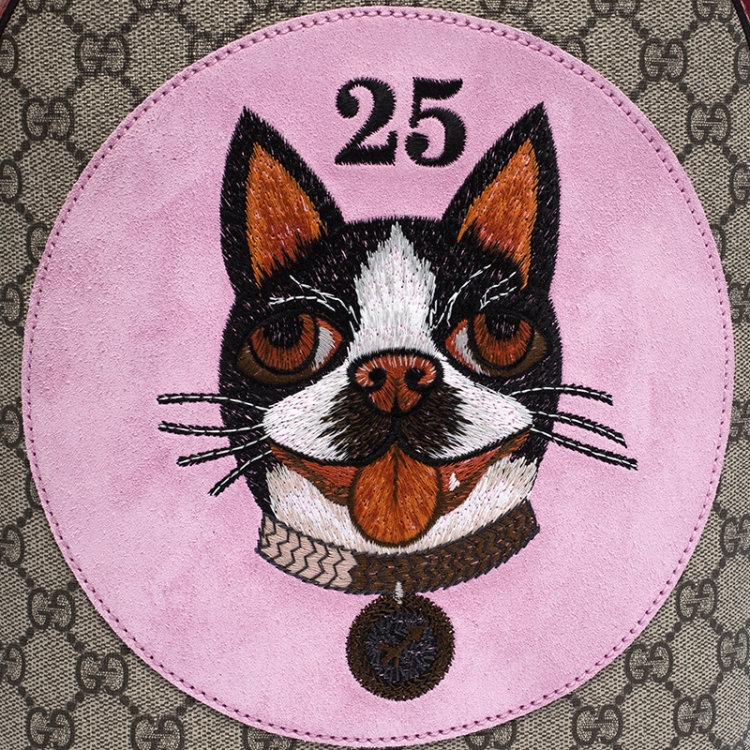 Pre Owned Gucci Beige/Red GG Supreme Canvas and Leather Bosco Backpack