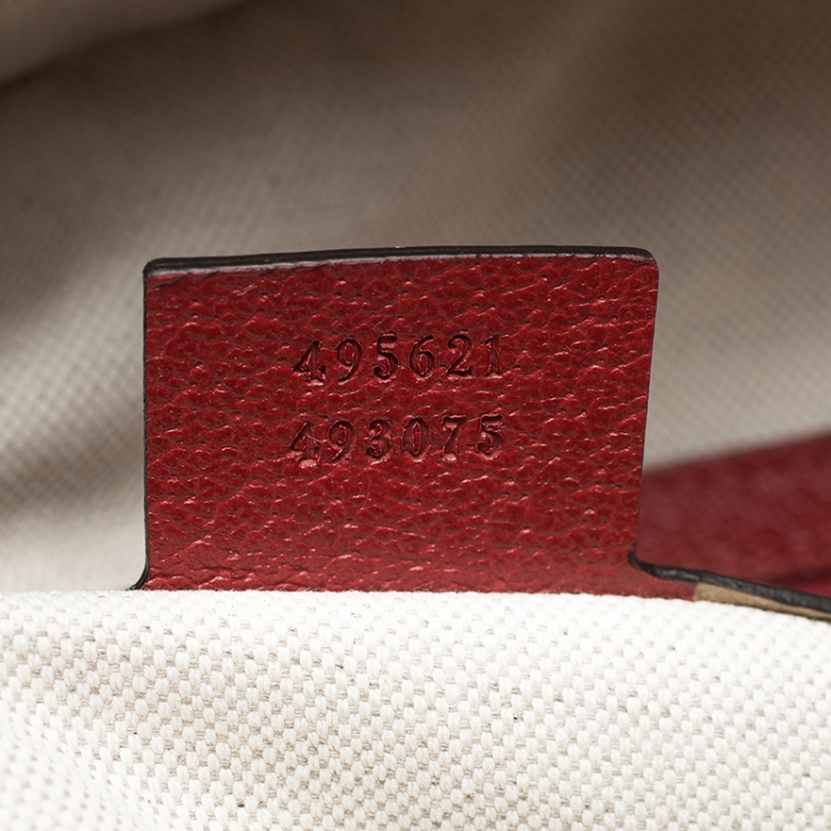 Pre Owned Gucci Beige/Red GG Supreme Canvas and Leather Bosco Backpack