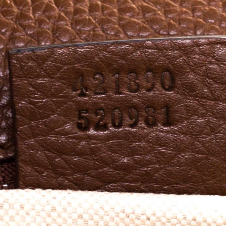 Pre Owned Gucci Brown Leather GG Marmont Top Handle Bag