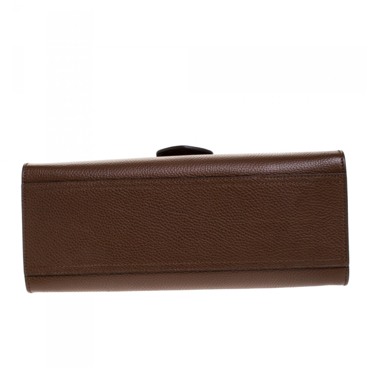 Pre Owned Gucci Brown Leather GG Marmont Top Handle Bag