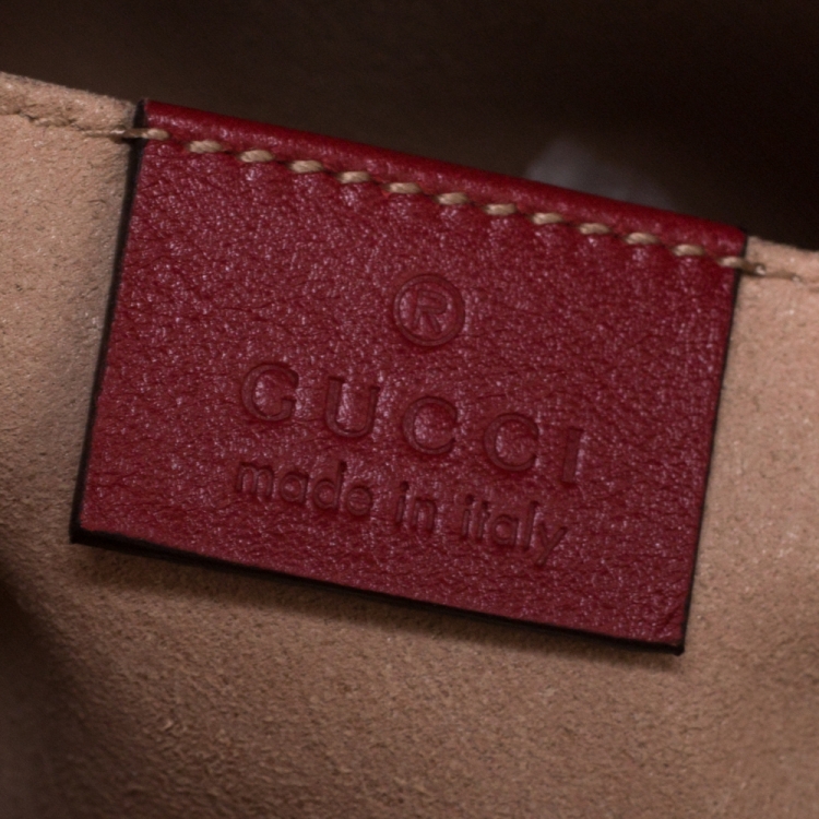 Pre Owned Gucci Red Matelassé Leather GG Marmont Belt Bag