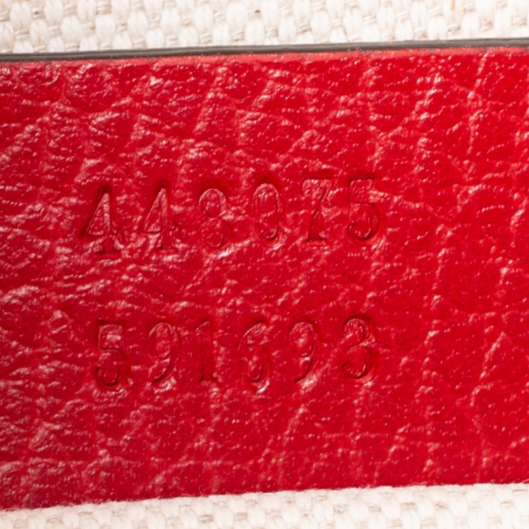 Pre Owned Gucci Red Leather Medium Dionysus Bamboo Top Handle Bag