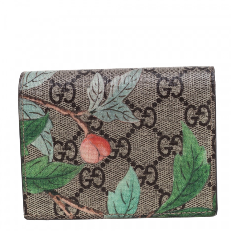 Pre Owned Gucci Beige Tian GG Supreme Canvas Card Case