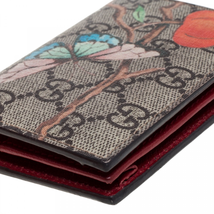 Pre Owned Gucci Beige Tian GG Supreme Canvas Card Case