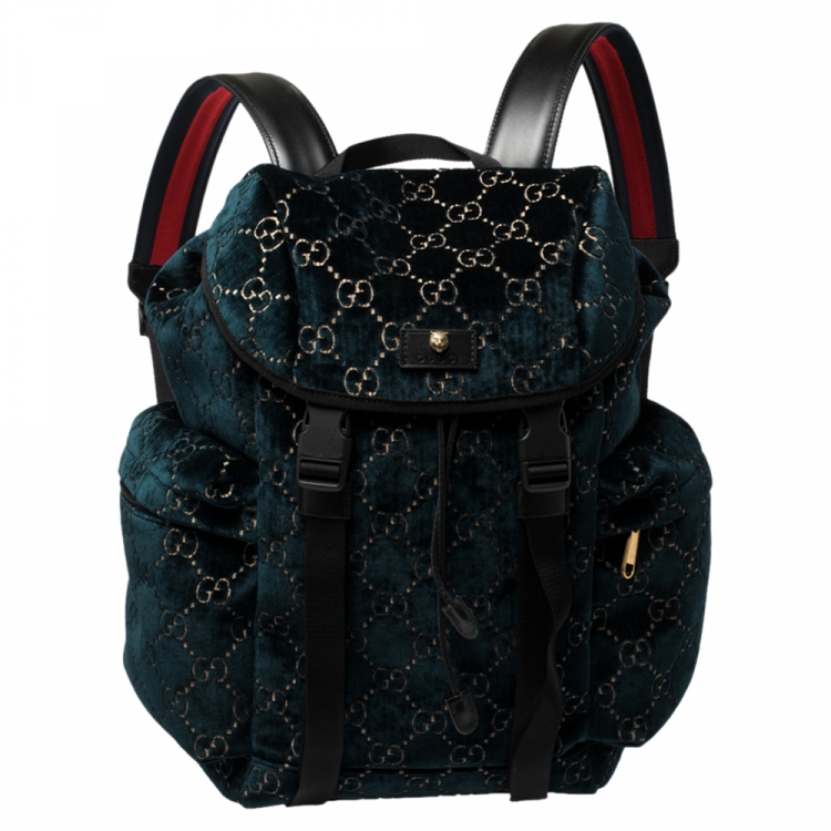 green velvet backpack