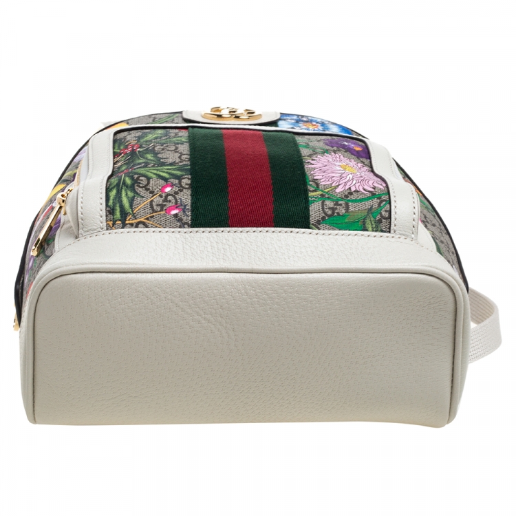 Pre Owned Gucci Multicolor GG Supreme Canvas and Leather Small Ophidia Flora Backpack