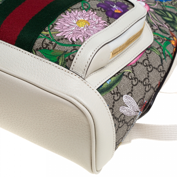 Pre Owned Gucci Multicolor GG Supreme Canvas and Leather Small Ophidia Flora Backpack