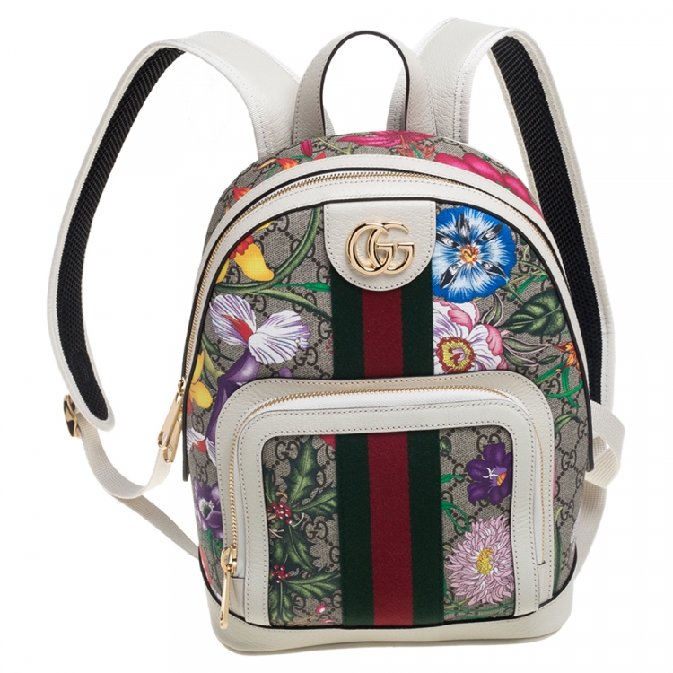 Gucci Beige,Brown,Multicolor Small GG Supreme Ophidia Backpack