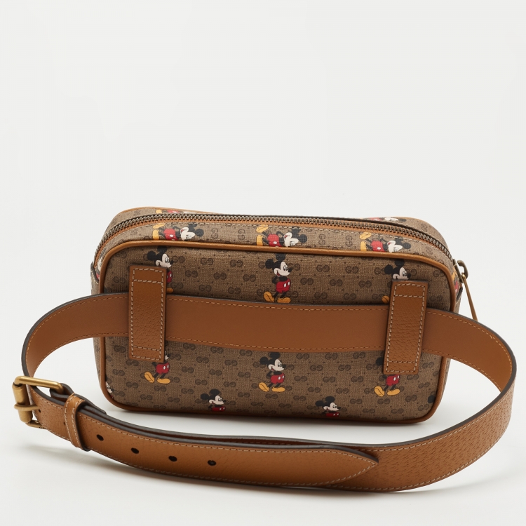 مملوكة مسبقًا Gucci x Disney Brown GG Supreme Canvas and Leather Mickey Mouse Belt Bag