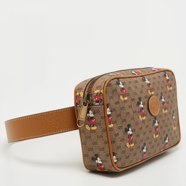 مملوكة مسبقًا Gucci x Disney Brown GG Supreme Canvas and Leather Mickey Mouse Belt Bag
