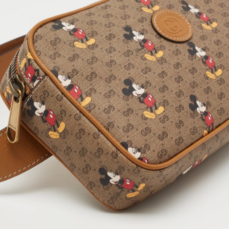 مملوكة مسبقًا Gucci x Disney Brown GG Supreme Canvas and Leather Mickey Mouse Belt Bag