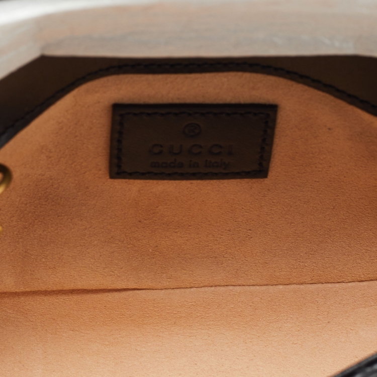 Pre Owned Gucci Black Matelassé Leather Super Mini GG Marmont Shoulder Bag