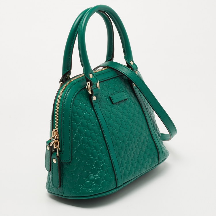 Pre Owned Gucci Green Microguccissima Leather Mini Dome Bag