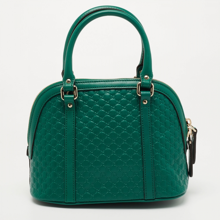 Pre Owned Gucci Green Microguccissima Leather Mini Dome Bag