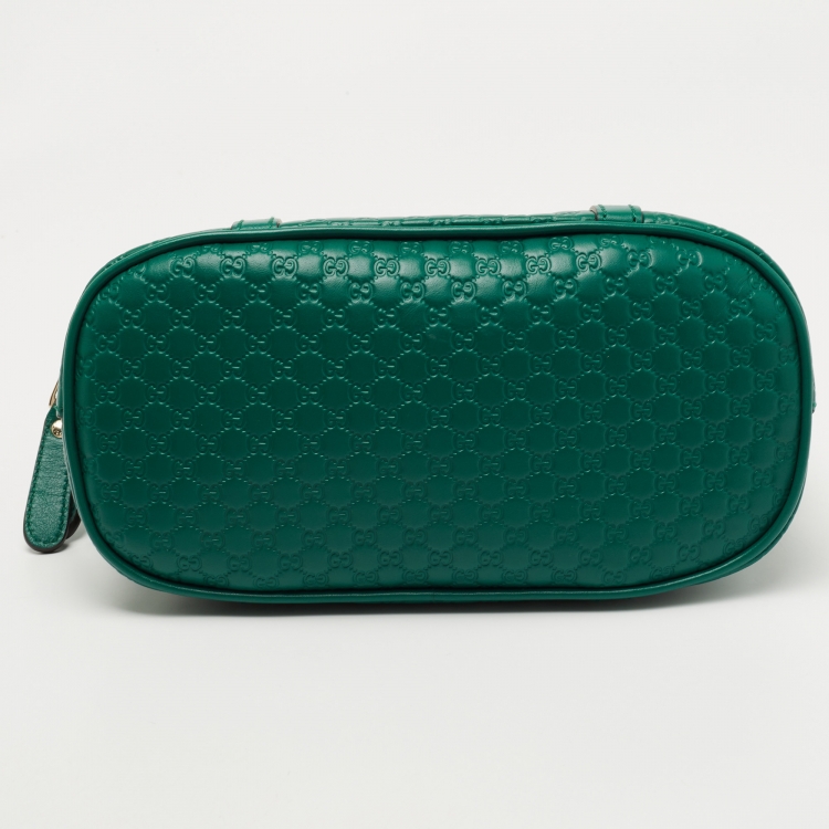 Pre Owned Gucci Green Microguccissima Leather Mini Dome Bag