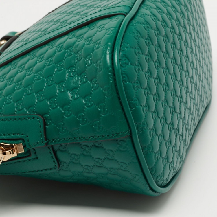 Pre Owned Gucci Green Microguccissima Leather Mini Dome Bag