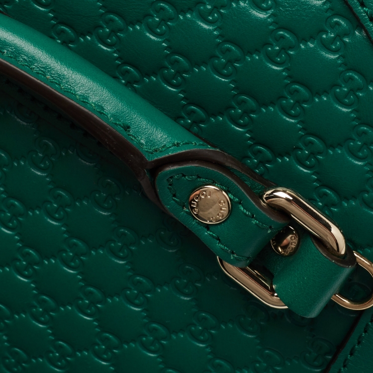 Pre Owned Gucci Green Microguccissima Leather Mini Dome Bag
