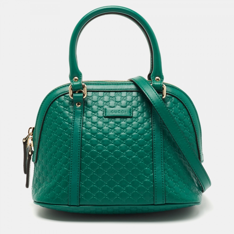 Pre Owned Gucci Green Microguccissima Leather Mini Dome Bag