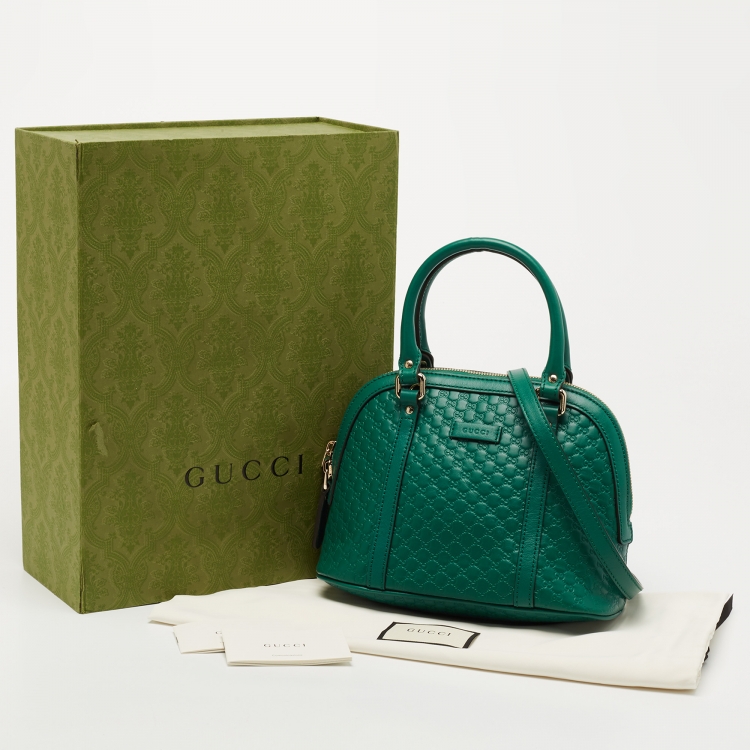 Pre Owned Gucci Green Microguccissima Leather Mini Dome Bag