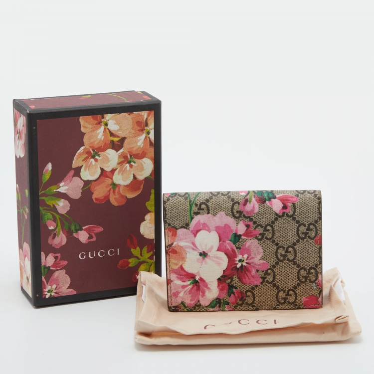Pre Owned Gucci Multicolor GG Supreme Canvas Blooms Card Case