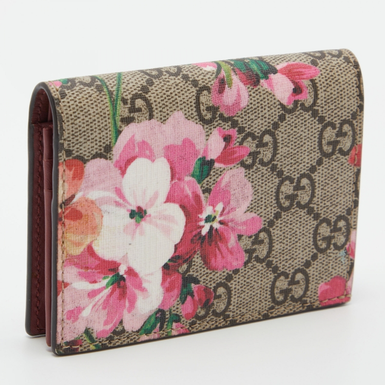 Pre Owned Gucci Multicolor GG Supreme Canvas Blooms Card Case