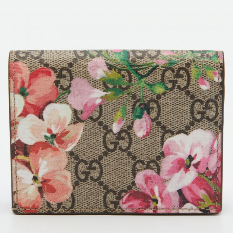 Pre Owned Gucci Multicolor GG Supreme Canvas Blooms Card Case
