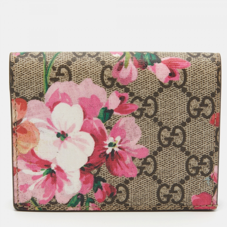 Pre Owned Gucci Multicolor GG Supreme Canvas Blooms Card Case